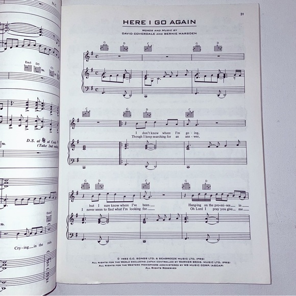 Whitesnake Anthology Songbook/ Music Book 1988 RARE! - Picture 3 of 4